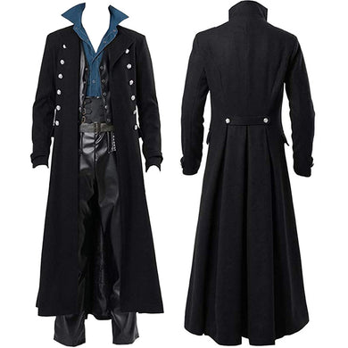 Men's Steampunk Vintage Jacket, Gothic Victorian Frog Coat, Uniform Halloween Costume
