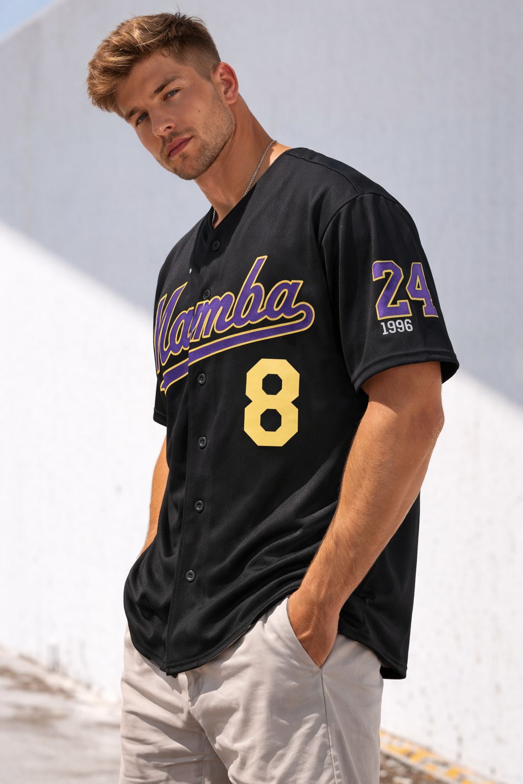 Kobe Bryant Mamba Jersey 8/24 Stitched Baseball Jersey Black Color