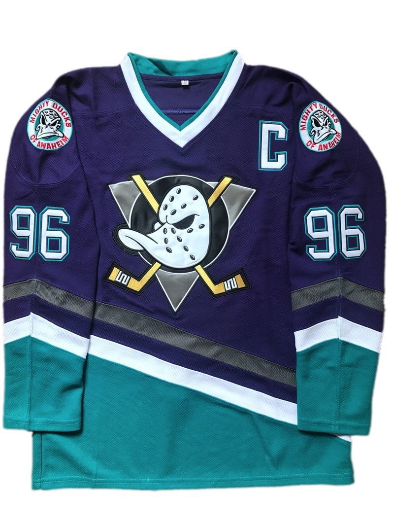 Youth The Mighty Ducks Movie Hockey Jersey #96 Charlie Conway Purple Color Kids Size
