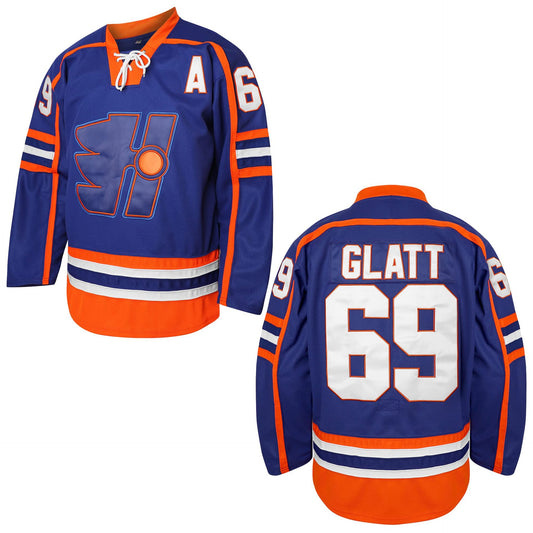 Doug "The Thug " Glatt  #69 GOON Jersey GOON Movie Hockey Jersey Blue