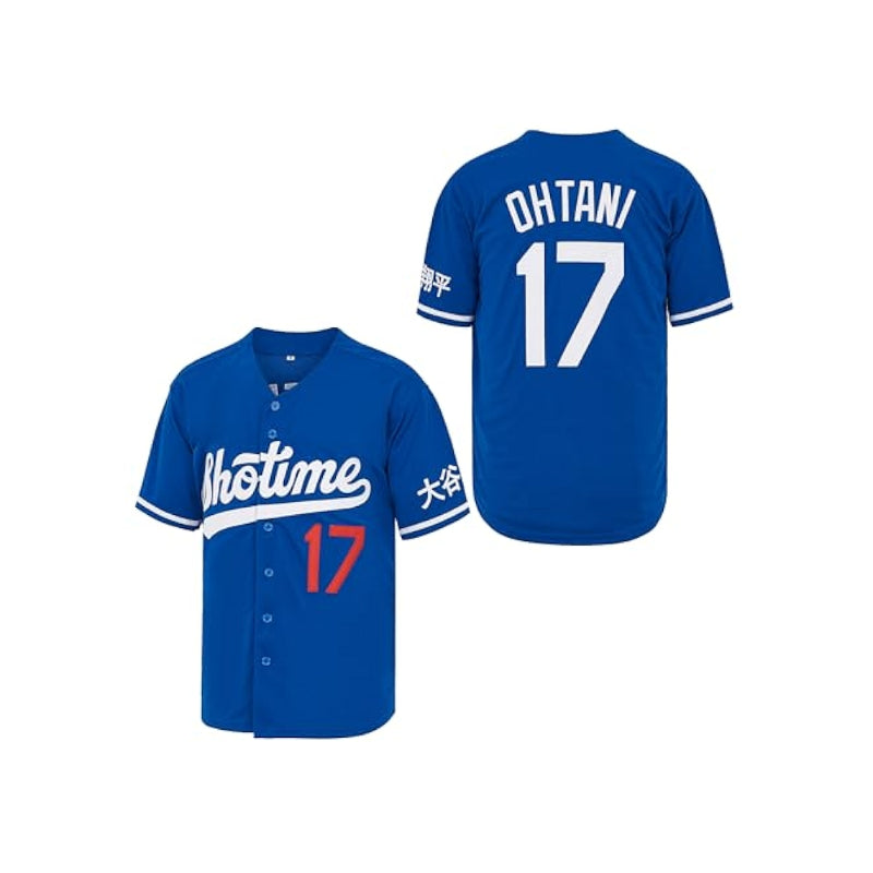 Men's Shotime 17 Ohtani Baseball Jersey Embroidery Hipster Hip Hop Shirts Baseball Jersey Blue