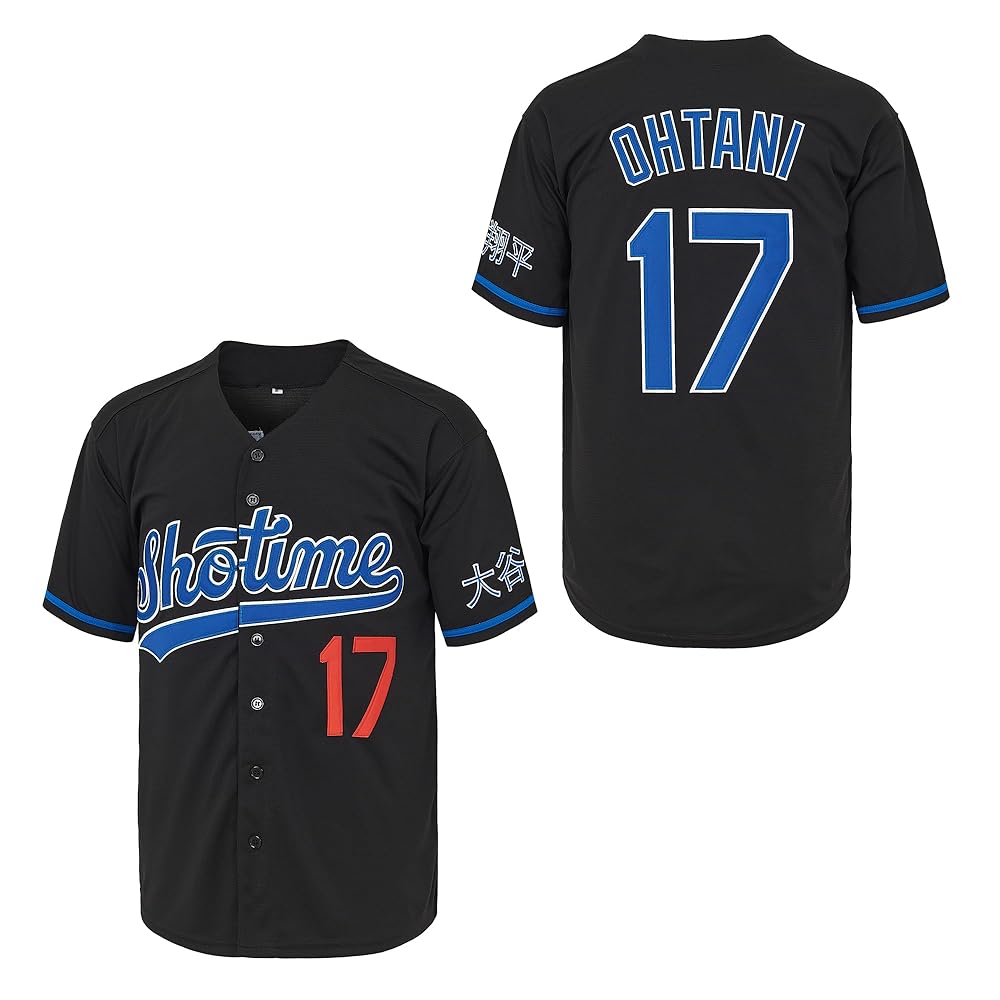 Men's Shotime 17 Ohtani Baseball Jersey Embroidery Hipster Hip Hop Shirts Baseball Jersey Black