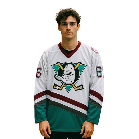 The Mighty Ducks Movie Hockey Jersey #66 Gordon Bombay White Color