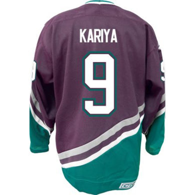 The Mighty Ducks Movie Hockey Jersey #9 Paul Kariya Purple Color