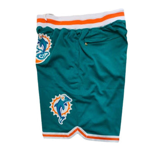 Throwback Miami Basketball Shorts Sports Pants with Zip Pockets