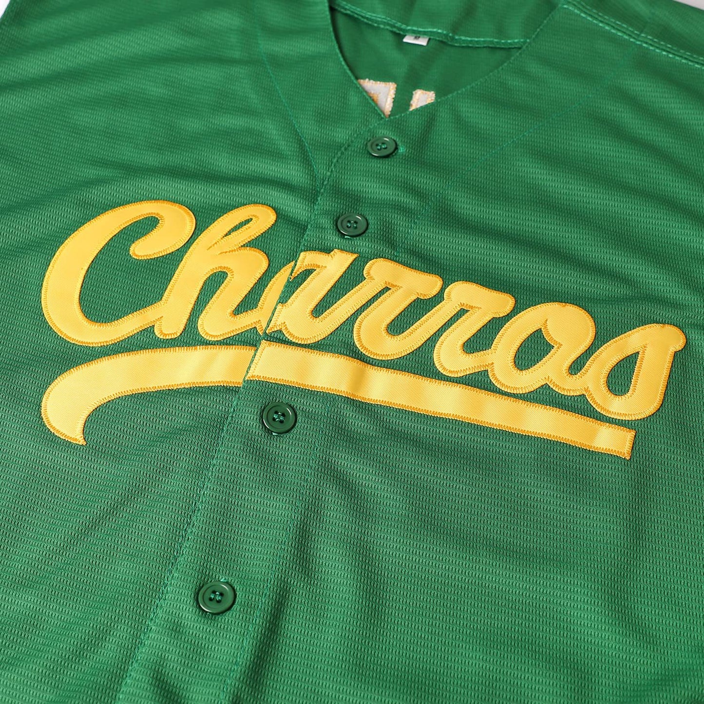 Men #55 Kenny Powers Charros Movie Baseball Jersey Stitched Green
