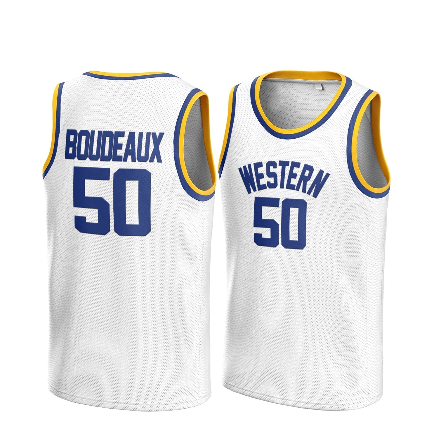 Custom Neon Boudeaux #50 Western Blue Chips Movie Basketball Jersey