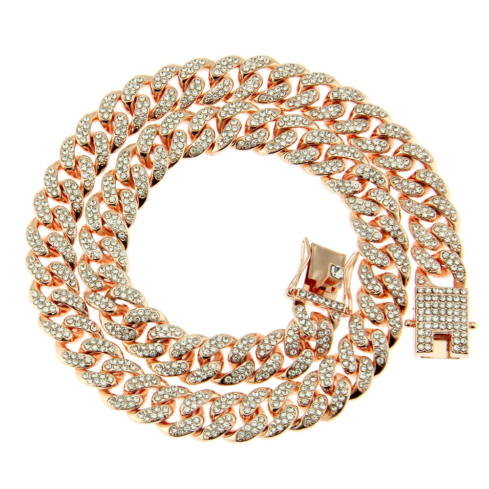 Hiphop Miami Cuba Necklace Diamond Gold Chain Necklace