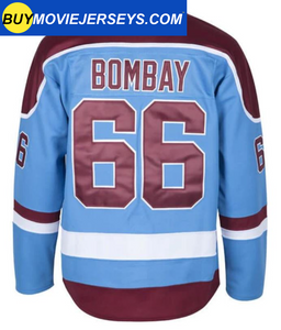 Gordon Bombay Waves Hockey Jersey - #66 Minnehaha Waves Mighty Ducks Blue Color