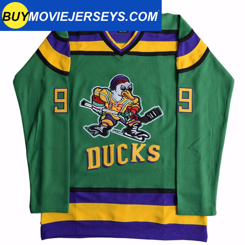 Vtg The Mighty Ducks Movie Adam Banks #99 Jersey With Fight Strap Mens M