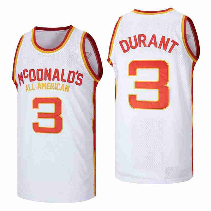 Custom DURANT #3 McDonald’s All American Basketball Jersey – White