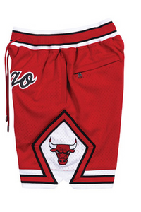 Throwback Chicago Basketball Shorts Sports Pants with Zip Pockets