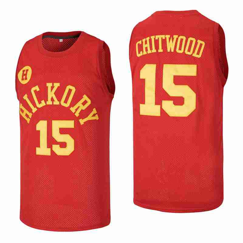 Custom Jimmy Chitwood #15 Hickory Hoosiers High School Basketball Jersey Red