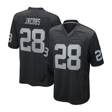 Jacobs #28 Black Game Player Football Jersey