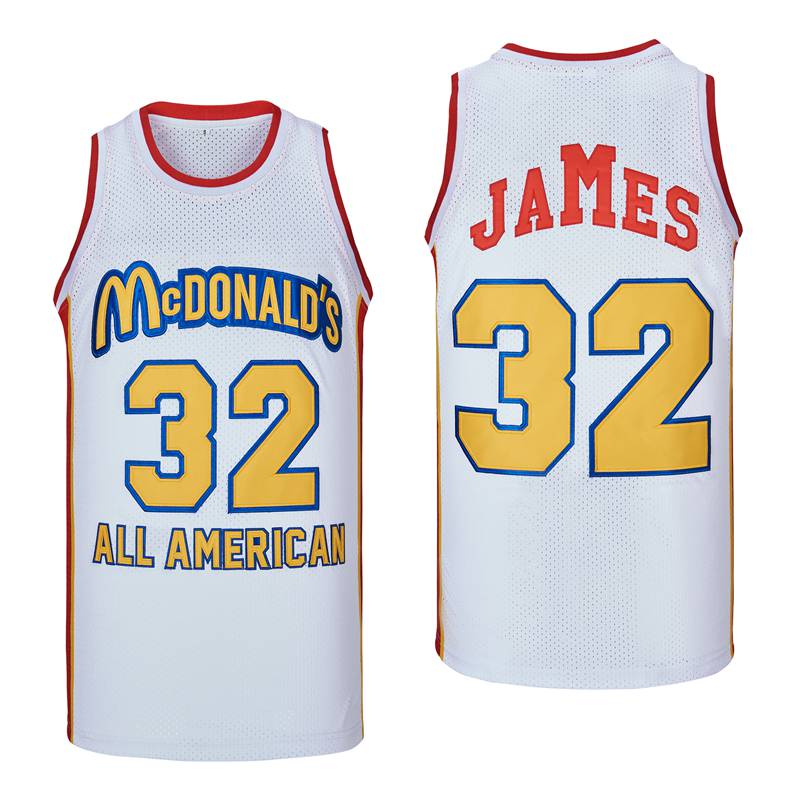 Custom McDonald All American Basketball Jersey #32 JAMES White Color