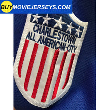 Load image into Gallery viewer, SLAPSHOT Hanson #18 Charlestown Chiefs Hockey Team Madbrother Hockey Jersey Blue And White Colors