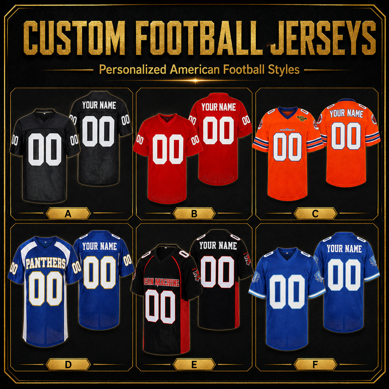 Custom Football Jerseys | Name & Number | BuyMovieJerseys
