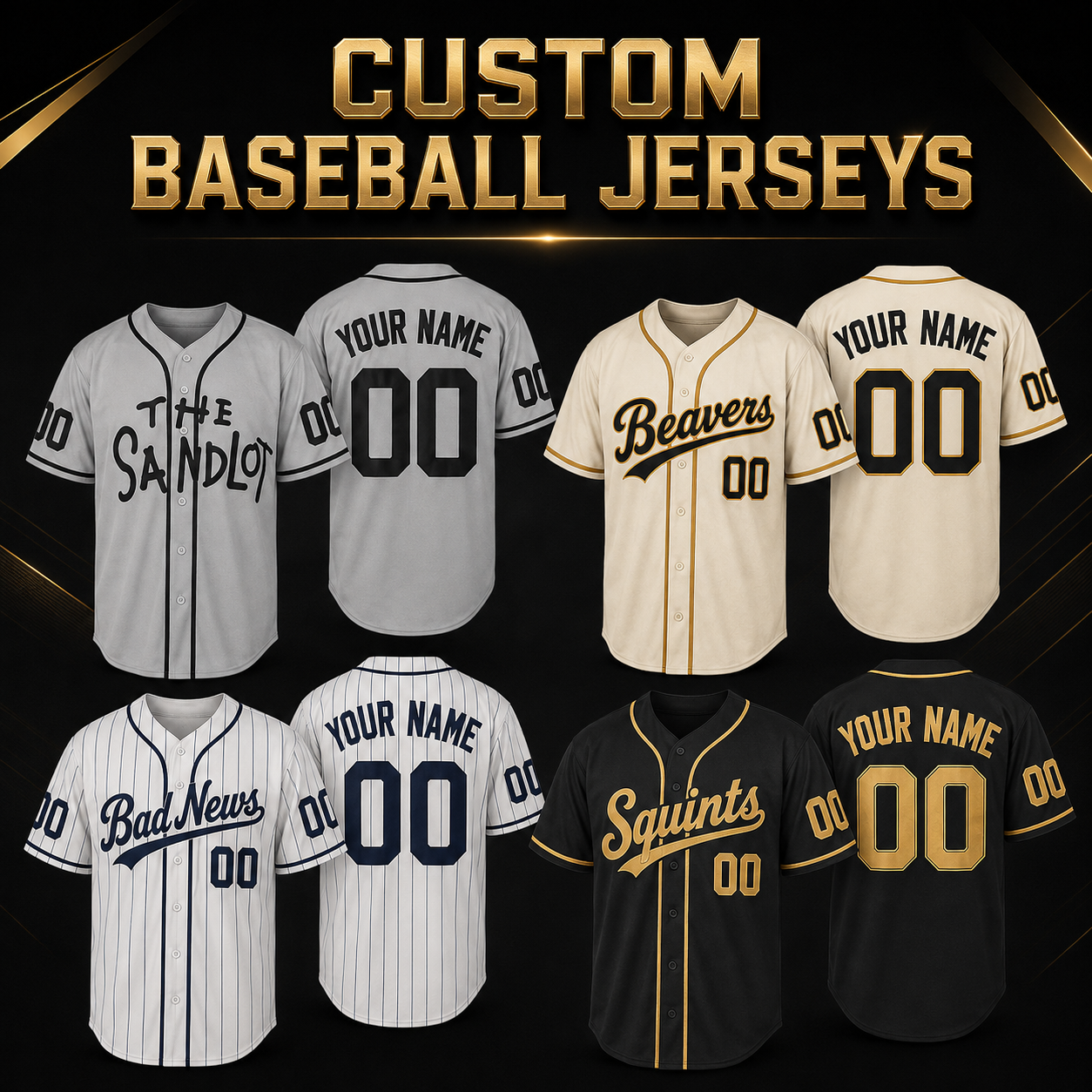 Custom Baseball Jerseys | Name & Number | BuyMovieJerseys