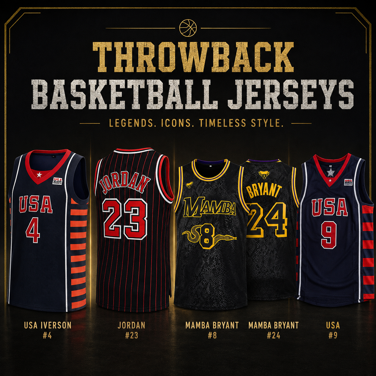 Throwback Basketball Jerseys | Retro Styles | BuyMovieJerseys