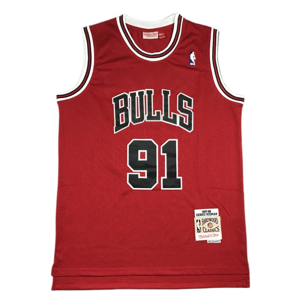 Men‘s Rodman Bulls Classic Throwback #91 Basketball Jersey Red