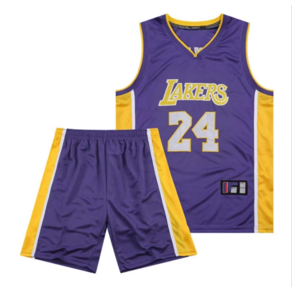Kobe Bryant #24 #8 Retro Lakers Breathable Basketball Jersey Pants Set Embroidery fit for Youth to Adult
