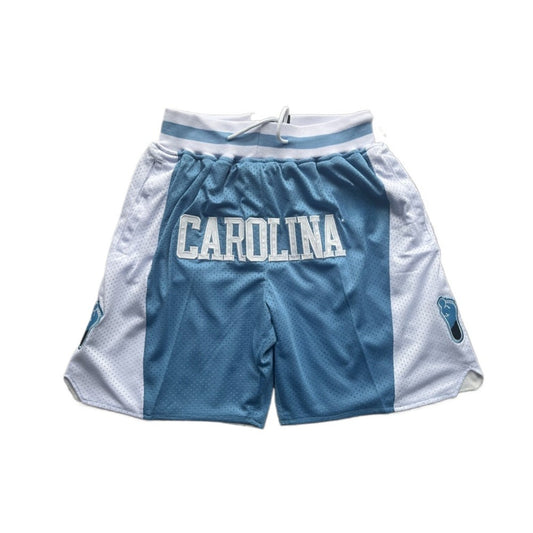Throwback Carolina Basketball Shorts Sports Pants with Zip Pockets