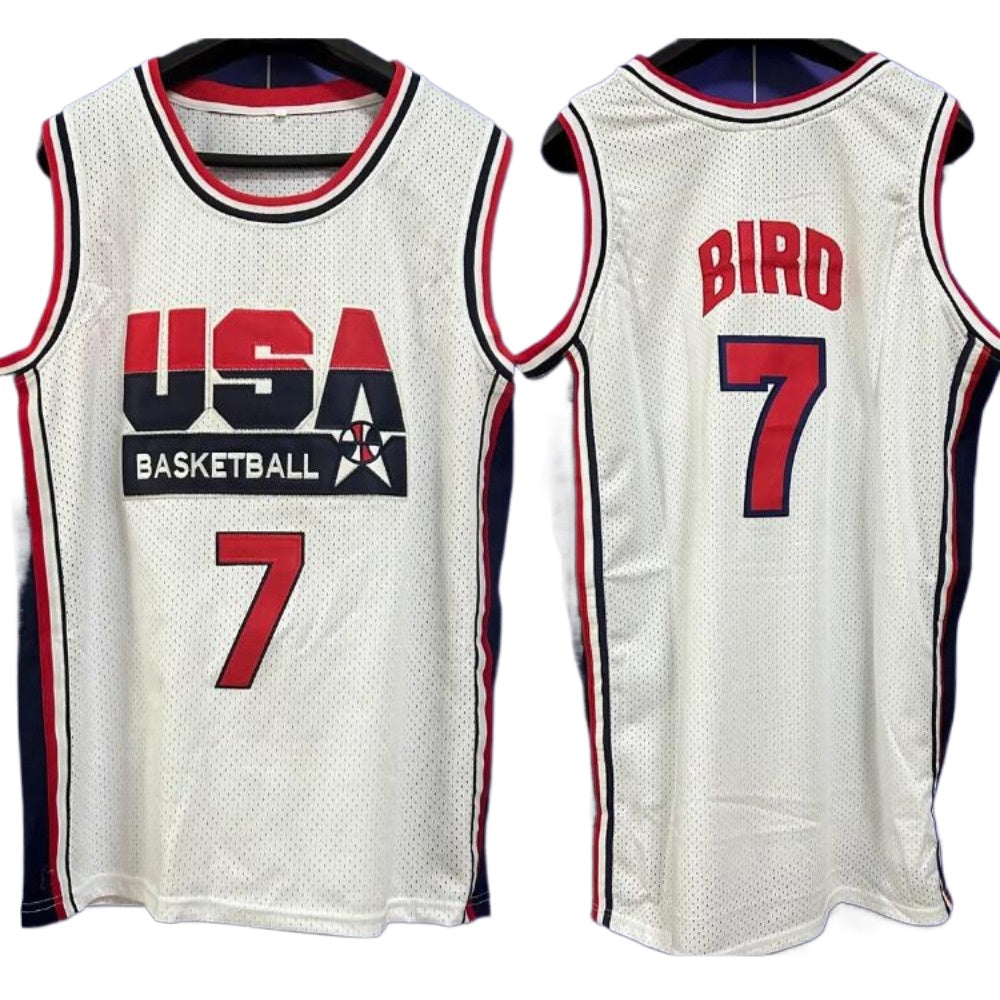 Larry Bird #7 USA Dream Team Basketball Jersey Darkblue and White 2 Pcs