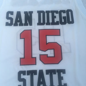 Kawhi Leonard #15  San Diego State College Basketball Jersey White Color