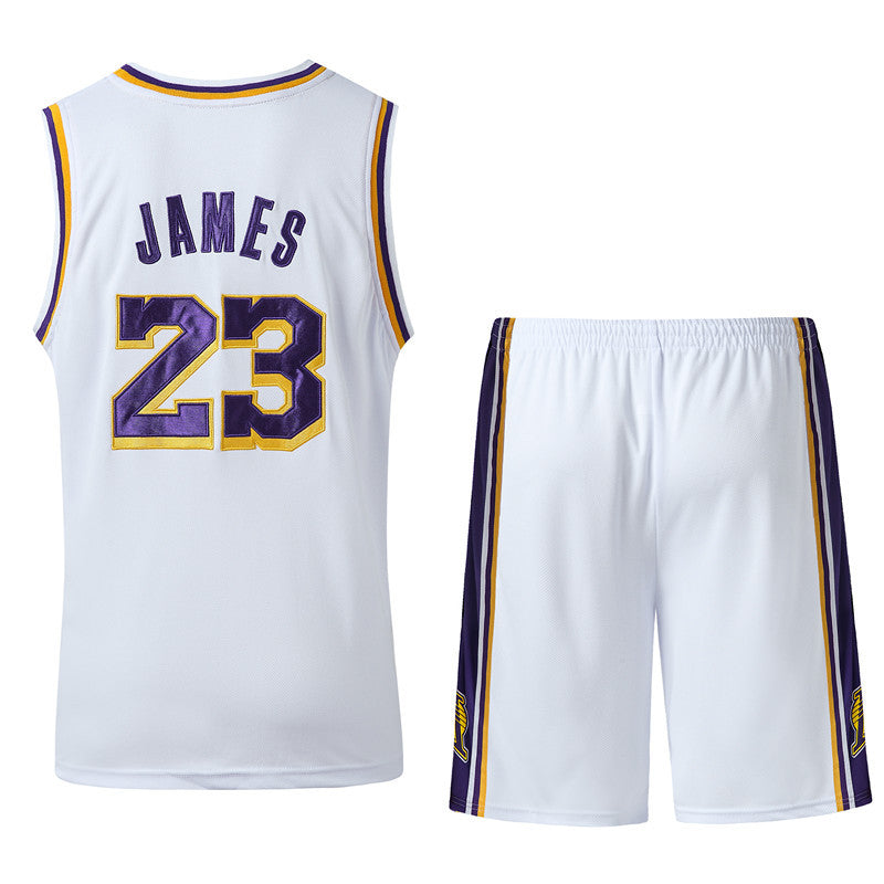 Lebron James #23 Retro Lakers Breathable Basketball Jersey Pants Set Embroidery fit for Youth to Adult