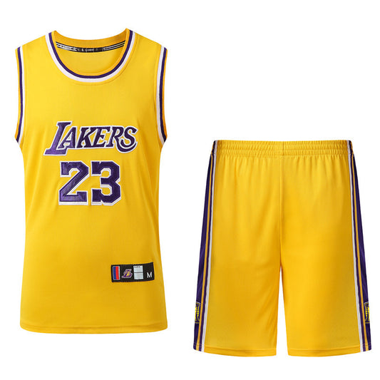 Lebron James #23 Retro Lakers Breathable Basketball Jersey Pants Set Embroidery fit for Youth to Adult
