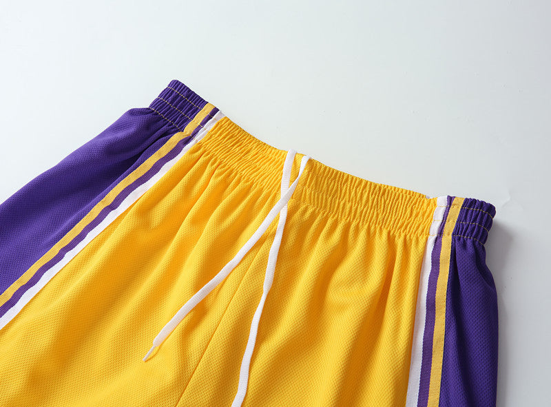 Lebron James #23 Retro Lakers Breathable Basketball Jersey Pants Set Embroidery fit for Youth to Adult