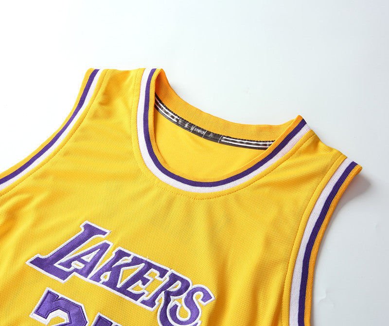 Lebron James #23 Retro Lakers Breathable Basketball Jersey Pants Set Embroidery fit for Youth to Adult