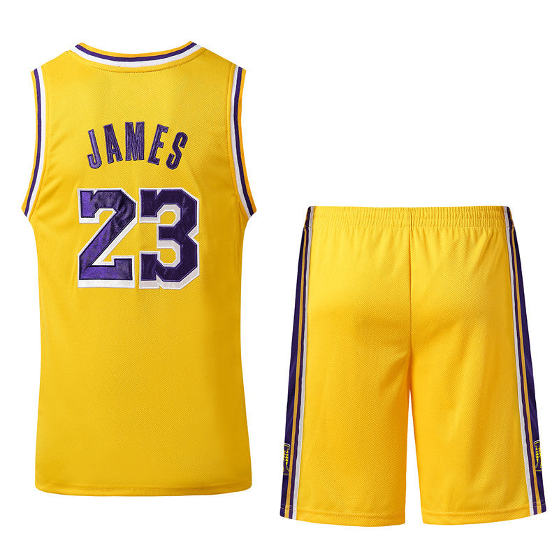 Lebron James #23 Retro Lakers Breathable Basketball Jersey Pants Set Embroidery fit for Youth to Adult