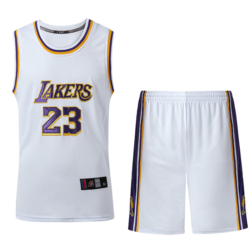 Lebron James #23 Retro Lakers Breathable Basketball Jersey Pants Set Embroidery fit for Youth to Adult