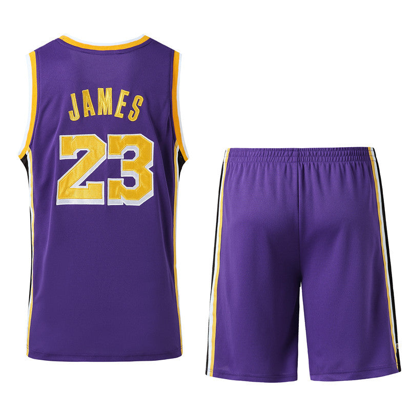 Lebron James #23 Retro Lakers Breathable Basketball Jersey Pants Set Embroidery fit for Youth to Adult