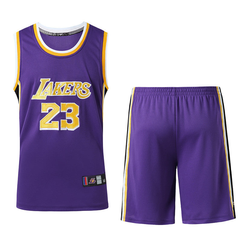 Lebron James #23 Retro Lakers Breathable Basketball Jersey Pants Set Embroidery fit for Youth to Adult