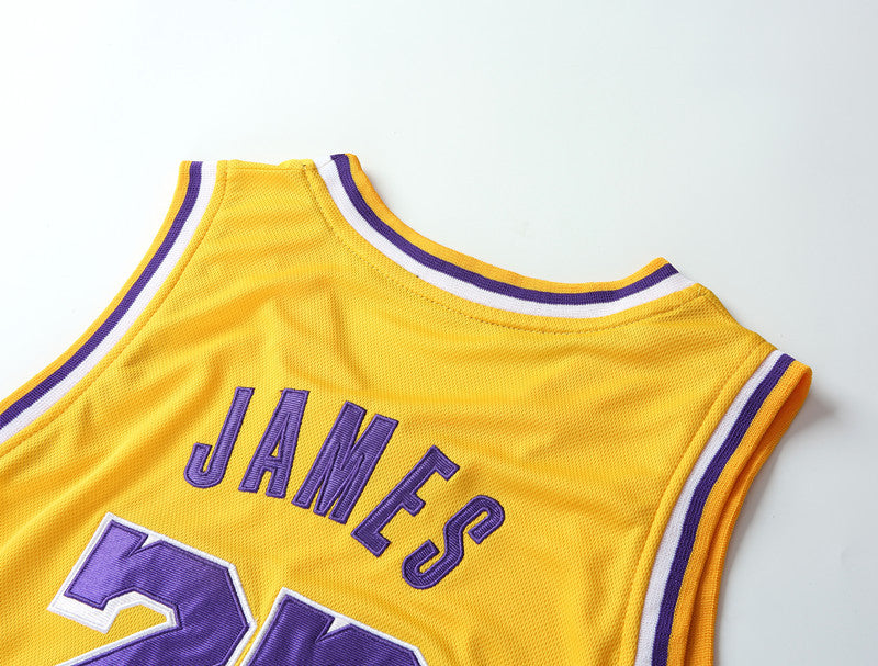 Lebron James #23 Retro Lakers Breathable Basketball Jersey Pants Set Embroidery fit for Youth to Adult