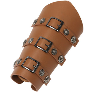 Vintage Medieval Bracers Handcrafted Punk Arm Armor Wrist Guard Halloween PU Leather