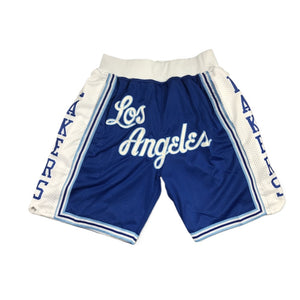 Los Angeles Lakers Basketball Shorts Sports Pants with Zip Pockets for Daily Wear