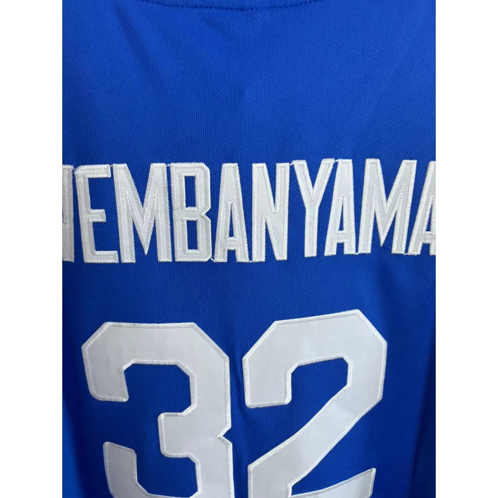 Custom France Team Wembanyama #32 Blue Embroidered Basketball Jersey