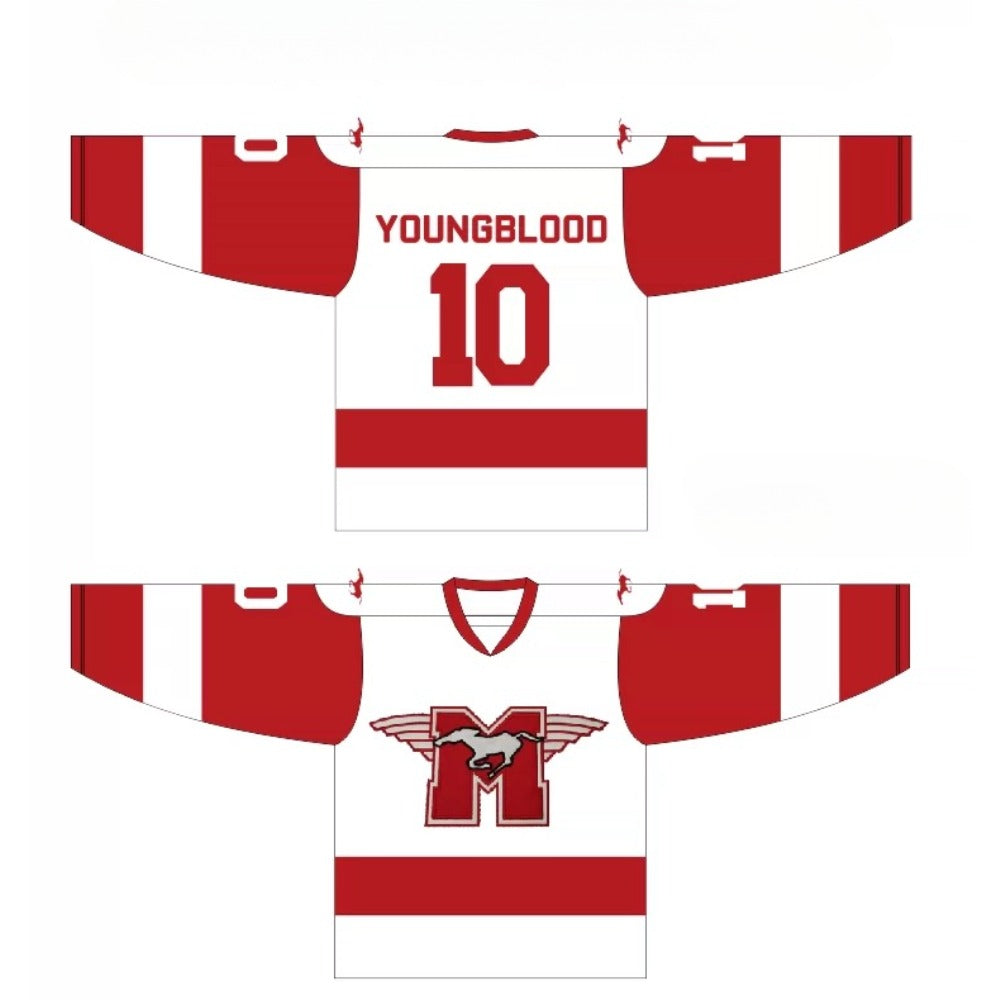 Custom MUSTANGS Hockey Jersey Youngblood Movie Rob Lowe #10 Hockey Jersey