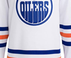 Custom Men's Oilers White Ice Hockey Jersey