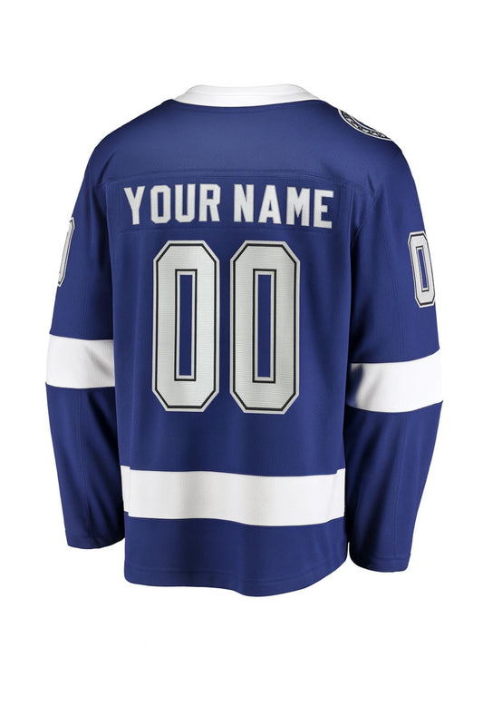 Custom Your Name Your Number Blue Tampa Bay Lightning Home Captain Patch Ice Hockey Jersey