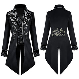 Men's Victorian Jacket Medieval Steampunk Tailcoat Gothic Coat Vampire Halloween Costume