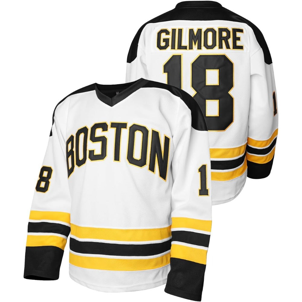 Happy Gilmore #18 Boston White Ice Hockey Movie Jersey