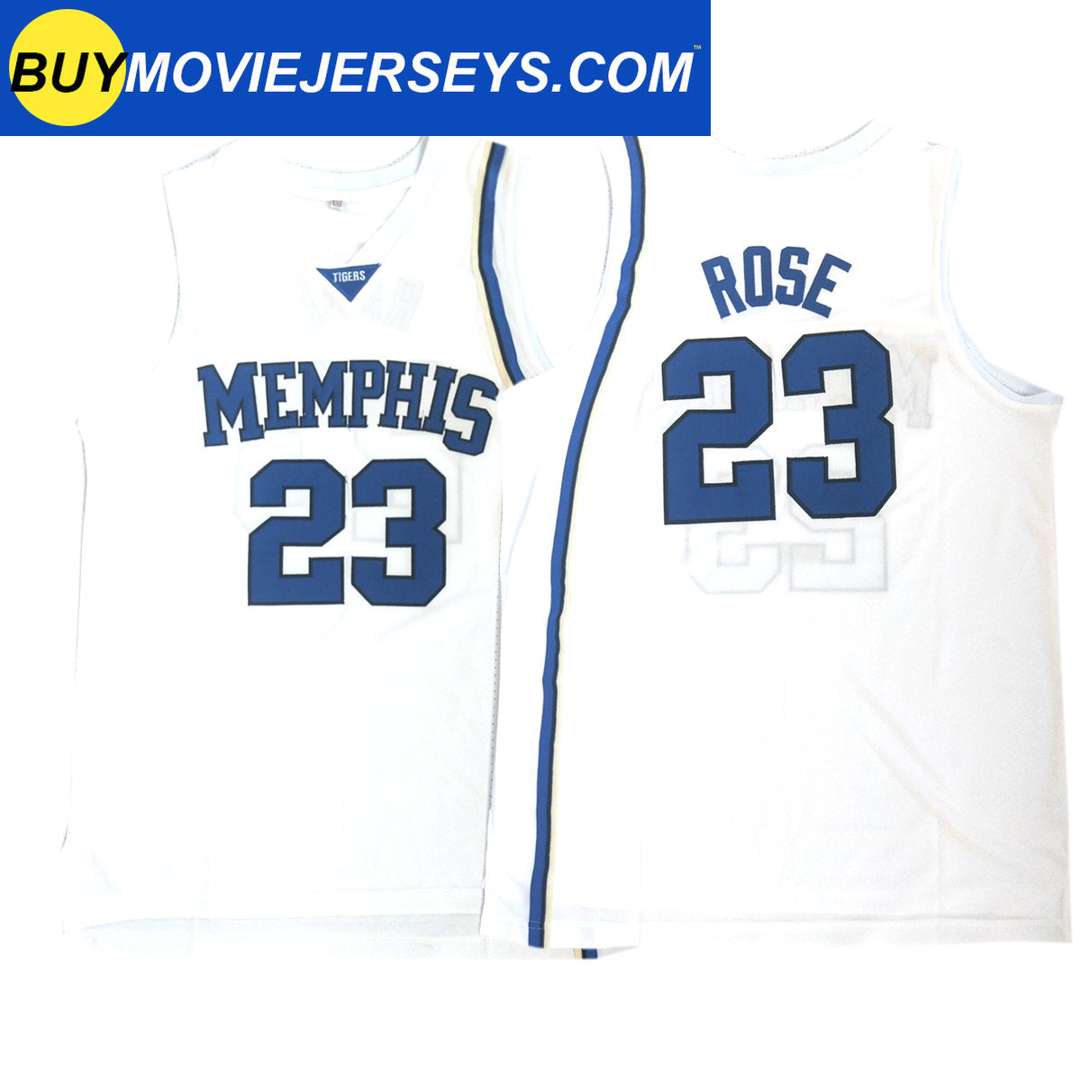 Derrick Rose Memphis Tigers #23 College Basketball Mens Jersey White/Blue