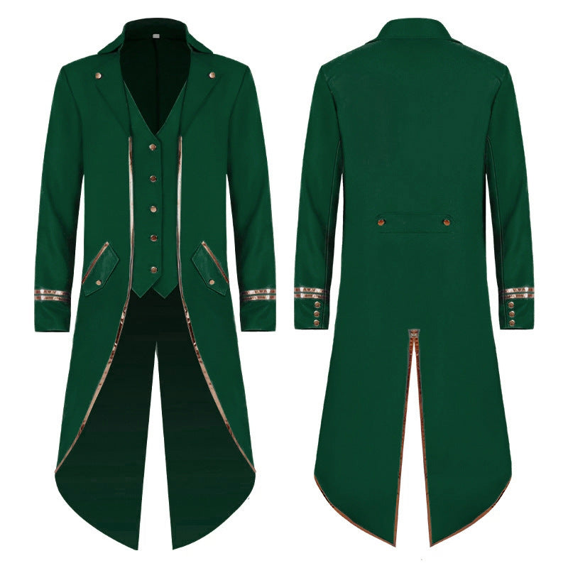 Men's Steampunk Tailcoat Jacket Medieval Gothic Victorian Coat Halloween Costume