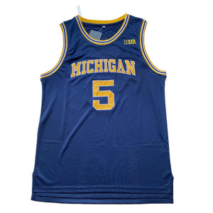 Jalen Rose #5 Michigan Basketball Jersey College Customize Jerseys Dark Blue