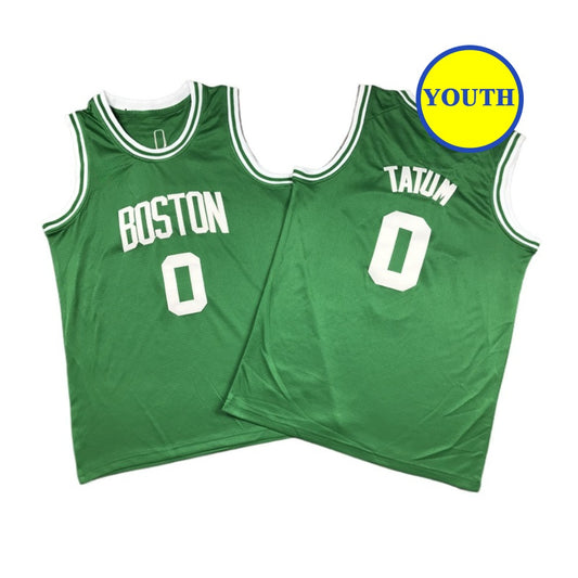 Kids Youth Basketball Jersey Boston 0 Tatum Green