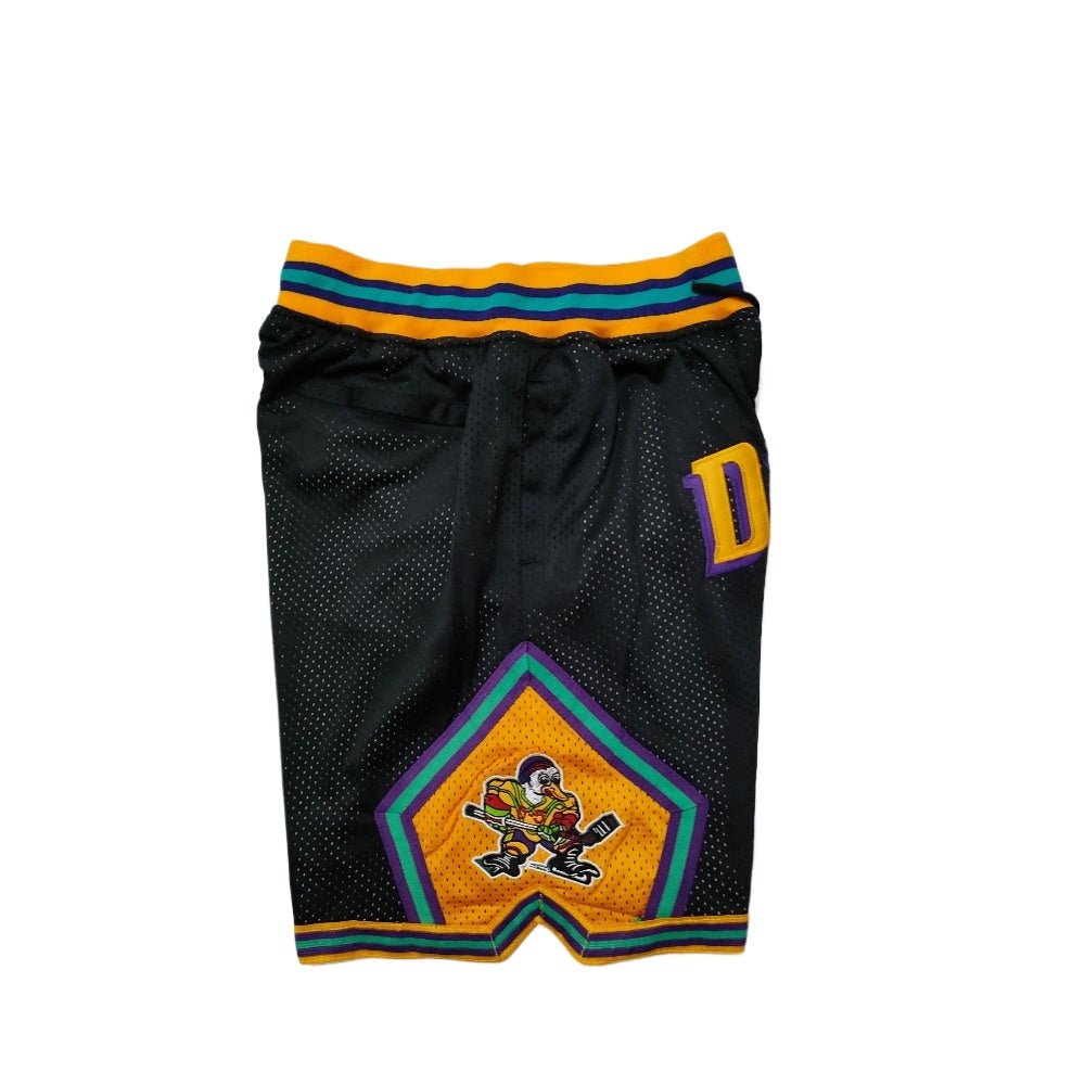 Throwback Ducks Basketball Shorts Sports Pants with Zip Pockets